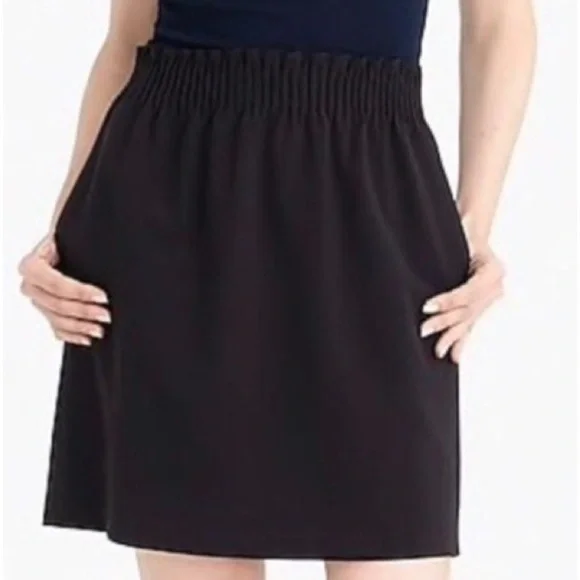 Madewell J Crew Factory Black Linen Blend “City” Skirt Paperbag Waist Officewear - Picture 3 of 9